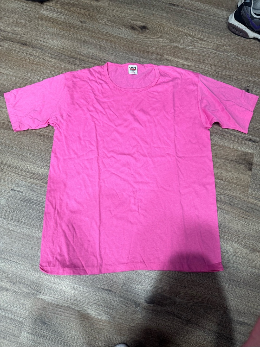 Vintage 70’s Anvil Men’s Crew Neck T-Shirt - Bright Pink